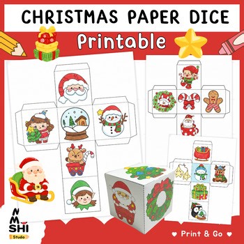 Christmas Paper Dice Printable | Cut and Assemble Holiday Dice Activity for Kids