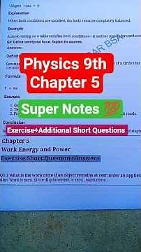 Physics 9 | Chapter 5 Work, Energy and Power | Exercise + Short Q/A + Long Q/A | Smart Syllabus