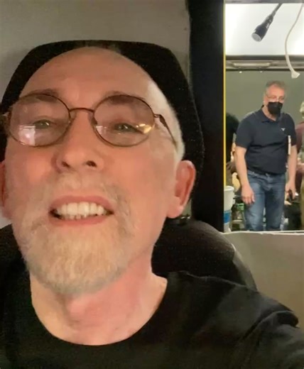 Van on a stage, front projection of London. Behind the Scenes. #tbt The Union | Jackie Earle Haley