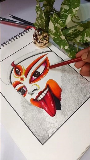 Realistic Easy Maa Kali Drawing 🌺 Kali Puja Special Drawing ❤️ #artshorts #realisticdrawing #shorts