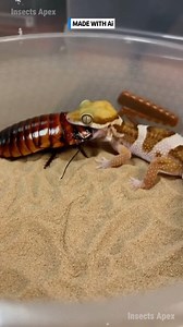 The Madagascar Ground Gecko defends its territory against the legendary Hissing Cockroach. Unstoppable survival clash captured. #MadagascarGecko #HissingRoach #ArthropodClash #NatureDominance #SurvivalOfTheFittest ⚙️ AI-generated nature dramatization — no real creatures involved. | Insects Apex