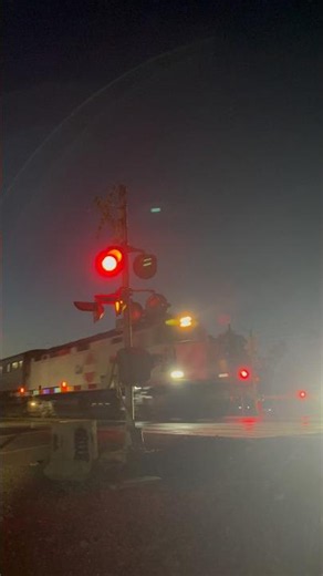 Caltrain F40PH leads Amtrak 531 Capital Corridor West - County road 105 railroad crossing, Davis CA