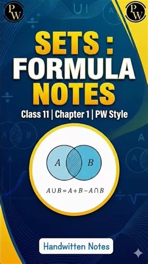 class 11 chapter 1 sets math formula pw handwritten #pwnotes ll class 11 sets formula #notes ll