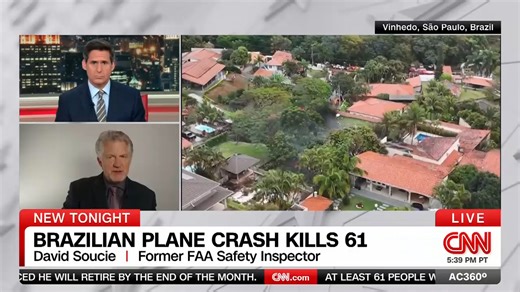 8K views · 111 reactions | CNN is on the ground in Brazil where 61 people were killed after a passenger plane crashed into a residential area outside São Paulo. Also, CNN Safety Analyst @David_Soucie, author of “Why Planes Crash”, gives his take on the disaster. | Anderson Cooper 360 | Facebook