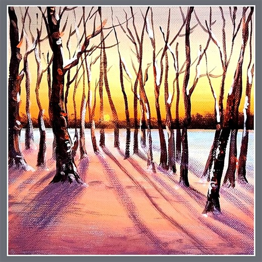 16K views · 309 reactions | acrylic painting winter tree landscape color used : white, yellow, fluorescent orange, sky blue, french grey, violet, burnt umber, fluorescent pink canvas : 20cm x 20cm #acrylicpainting #paintingart #artwork #painting #winterpainting | El Drawing Arts | Facebook