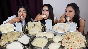 210K views · 6.6K reactions | White Food Eating Challenge | Momos, Idli, White Sauce Pasta, Rasgulla, Pastry etc..| Win Rs 10000/- | Ding Dong Girls | Facebook