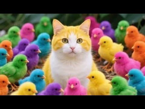 World Cute Chickens, Colorful Chickens, Rainbows Chickens, Rabbit, Cute Animals