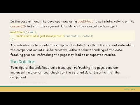 Solving the React Set State within useEffect Reload Issue and Undefined Data Errors
