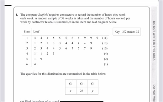 Edexcel A Level Statistics 1 数学 统计S1 2022年6月 真题讲解 第1题