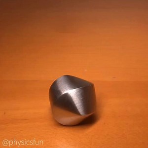 Hexa-Sphericon http://physicstoys.blogspot.com/p/physics-toy-store.html Sphericons are unique solids that roll in such a way that every point on their surface comes in contact with the plane. Solids from the sphericon family all have one side and two edges. Each sphericon is based on a regular polygon, with the basic sphericon derived from a square, and here- a more interesting case with more complex rolling motion- from a hexagon. Thanks to Miguel Duran for sending me this stainless steel proto