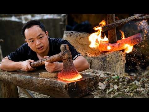🔥 Forging a Unique Rotating Axe | Incredible DIY Blacksmith Project