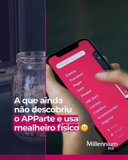 Já conhece o APParte? Uma área da App Millennium onde pode criar o seu próprio mealheiro e começar a poupar para tudo o que quiser. Faça o download da app aqui https://www.millenniumbcp.pt/app-millennium #AppMillennium | Millennium bcp