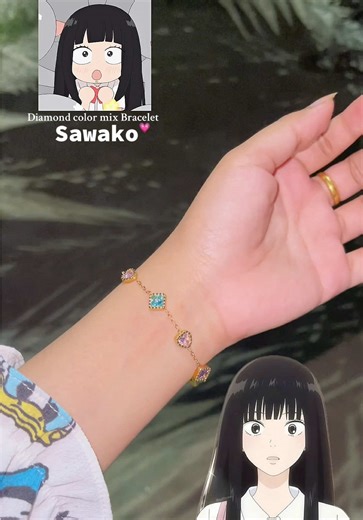 Diamond mix color bracelet so so cuteee😭❤️best gift ever for ur lover✨💗#mysteryjewelryjarkh #bracelet #diamondbracelet #swarovski #sawako #gold