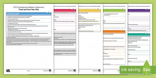 EYFS Development Matters Statements Three and Four-Year-Olds