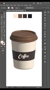 3D Coffee Cup Art ☕🔥 | Easy Illustrator Trick