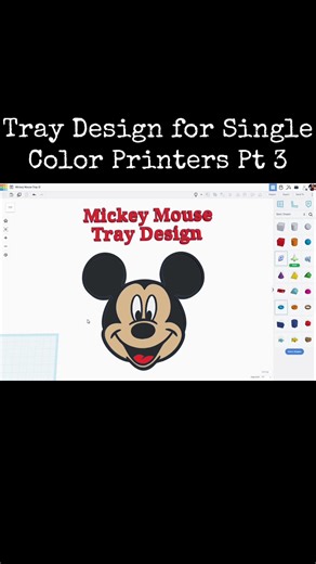 TinkerCAD Tips! Mickey Mouse Tray Design with tolerances for Single Color Printers Part 3. #tinkercad #tinkercaddesign #tinkercadtips #tinkercadtip #3dprinting