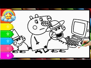 Peppa Pig help mummy pig work on camputer | Peppa Pig speed coloring | Peppa Pig coloring pages