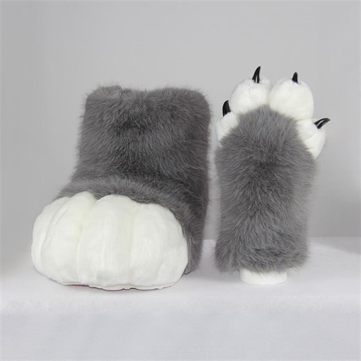 Gray Fursuit Feet Paws: 9 Colors of Furry Shoes, Outdoor Cat Paws Shoes - Etsy