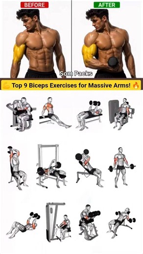 💪 Top 9 Biceps Exercises for Bigger Arms | Build Massive Biceps Fast 🔥 #workout #biceps