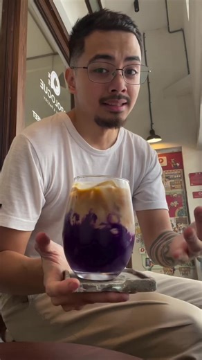Binondo Latte from Apologue It was a different experience. This and people watching on a Monday in Binondo is a routine I could do all year. I will try the other ones cause the names of these drink alone are worth coming back for. P.S my bathroom session is colored like Barney 🪻 #fyp #coffee