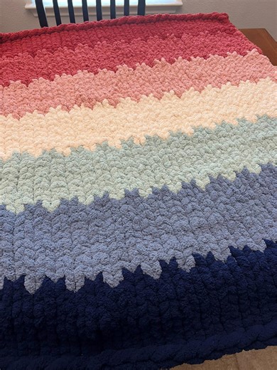 Color Block Chunky Knit Blanket (physical Blanket) - Etsy