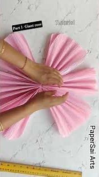Part 1- Giant Crepe Paper rose flower without a glue gun, Handmade flores de papel‪@PaperSaiarts‬