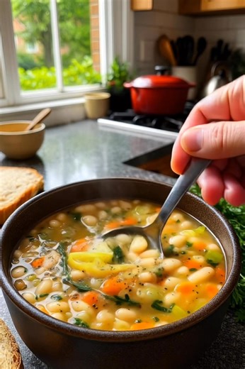 41K views · 88 reactions | Hearty White Bean Soup with Vegetables and Herb This cozy white bean soup from deesviral is simple, healthy, and full of homey flavor. Made with fresh veggies, herbs, and creamy white beans — it’s the kind of bowl that warms your whole day. Ingredients: • 2 tablespoons olive oil • 1 cup diced onions • 1 cup diced carrots • 1 cup diced celery • 3 cloves garlic, chopped | Recipes By Deesviral | Facebook