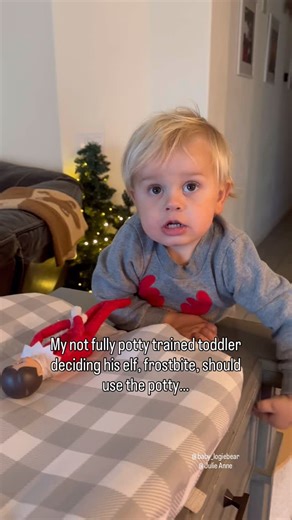 Julie, Logan & Reece on Instagram: "Here’s the continuation from my story yesterday lol! This right here tells me that potty training is start to click with baby Reece! This was like a whole five minute thing, Reece said Frostbite has poop on him so he put a diaper then decided no that won’t work, he even used a baby wipe on him and just randomly decided frostbite needs to go pee on his potty! We are working on potty training Reece right now and we have learned from Logan that they need to truly