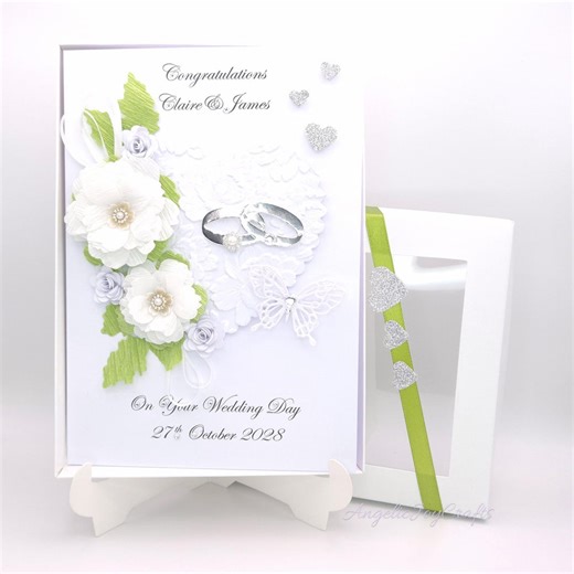 Personalised Handmade Wedding Card | 3D Folded With GIFT BOX | Anniversary | Engagement - Etsy
