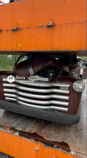 Car crushing 1953 Chevy COE truck