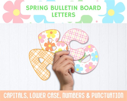 Spring Bulletin Board Letters, Spring Bulletin Board, Spring Bulletin Board Kit, March Bulletin Board, May Bulletin Board, Floral Letters