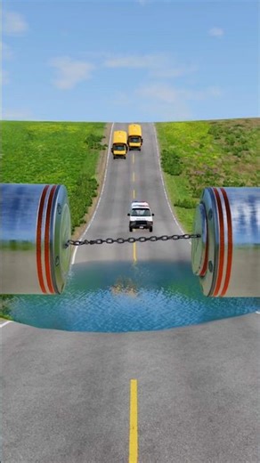 Beamng drive: chained bollards vs car crashes part 61 #beamngdrive #beamng #youtubeshorts #shorts