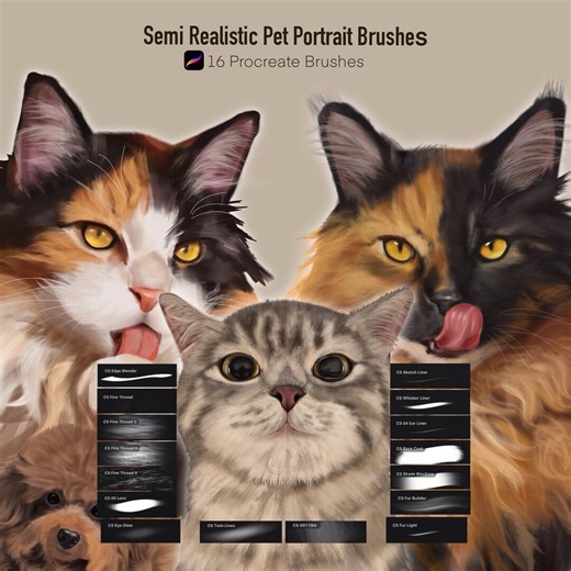 Procreate Pet Portrait Brushes | 16 Realistic Fur & Hair Brushes (digital Download) - Etsy