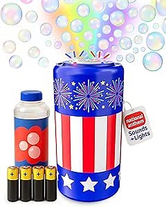Move2Play Bubble Blower | Bubble Machine | Bubble Toy for Toddlers, Boys and Girls | Indoor & Outdoor | Birthday Party | Summer Fun | Gift for Girls 1, 2, 3, 4+ Years Old (4th of July)