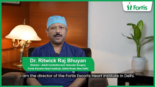 Minimally invasive cardiac surgery is transforming heart care by offering advanced techniques with faster recovery times. Dr. Ritwick Raj Bhuyan, Director - Adult Cardiothoracic Vascular Surgery at Fortis Escorts Heart Institute, Okhla Road, New Delhi, explains that these procedures involve smaller incisions, leading to reduced pain and quicker return to daily life. #FortisHealthcare #AtFortisWeCare | Fortis Escorts, Okhla