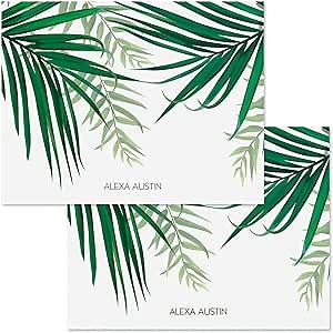 Current Monstera Palm Personalized Note Cards - 24 Cards with White Envelopes, 4¼ x 5½ Inch Size, Blank Stationery, Add Names or Text, For Thank You Notes, Invitations, & Announcements
