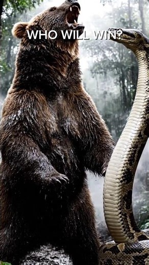 BEAR vs GIANT PYTHON 🐻🐍 | Brutal Jungle Fight #shorts #bear