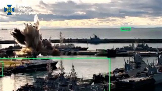 Satellite images show damage to Russian naval base after Ukraine says it hit submarine with underwater drone