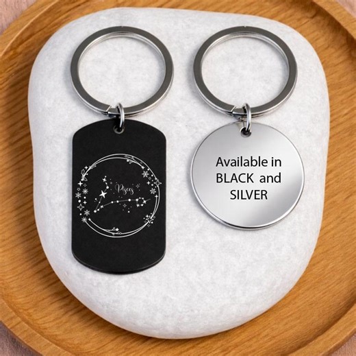 Pisces Birth Sign Keychain – Engraved Astrology Charm, Personalized Zodiac Gift - Etsy