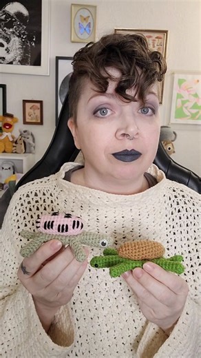 Graceface on Instagram: "Splat the Flat Turtle is a crochet icon ✨️🐢🧶❤️ Make your own flat turtle WITHOUT supporting generative AI using the FREE pattern on my I G oor tge videoo tutorial on Yew Tewb. Thanks for your love for my flat turtle child & happy crocheting 🧶❤️ #crochet #ai #aicrochet #crochetkit #dollartree"