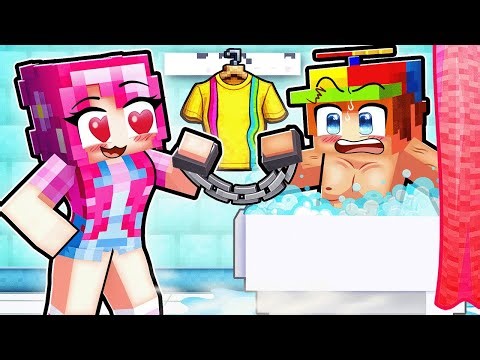 Handcuffed to My CRUSH For 24 HOURS In Minecraft!