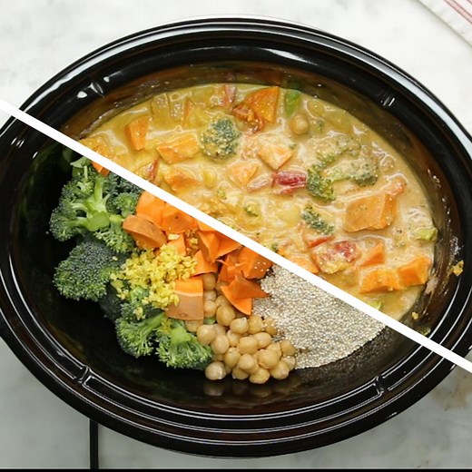 281K views · 1.3K reactions | Meatless Veggie Curry is so easy in the slow-cooker! Shop the recipe! https://tasty.co/recipe/slow-cooker-coconut-curry | Tasty Vegetarian | Facebook