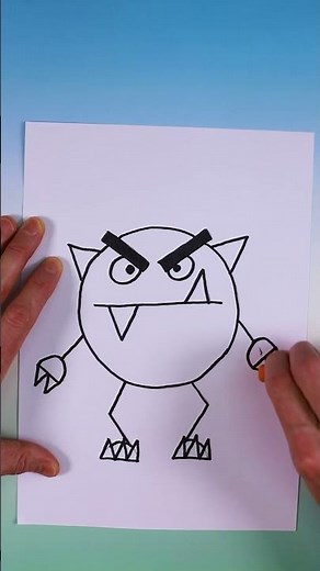 How To Draw a Monster - FAST using 4 simple shapes.