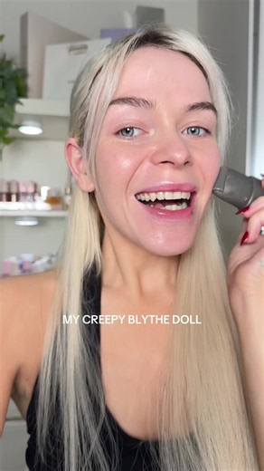 my CREEPY blythe doll 🖤 bringing this back for spooky szn!!! #blythedoll #makeupchallenge #grwm