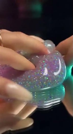 Rainbow Glitter Slime Stretching 🌈✨