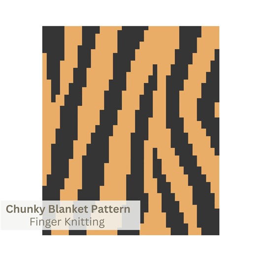Tiger Print Chunky Blanket Pattern. Finger Knitting : Good Easy DIY Tutorial (PDF). Blanket Knitting Pattern - Etsy