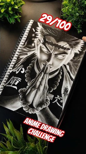 Gyomei Anime Drawing Day 29/100 Demon Slayer Hashira #animeeart #ytshorts #drawing