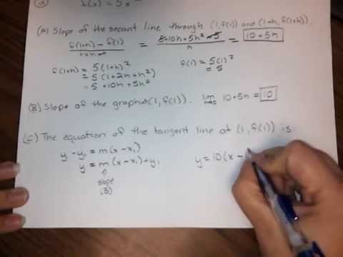 (HW7,#2) Slope of secant line, etc.