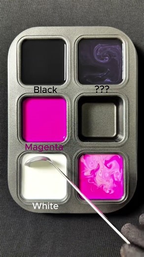 Guess the Color! Name at the end. Black + Magenta + White #asmr #mix #colors #mixing #colormixing