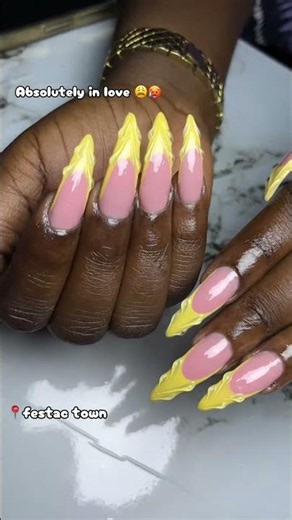 Nude and yellow tips nail💅 #nailart #nailinspo #shiningnails #nailartheaven